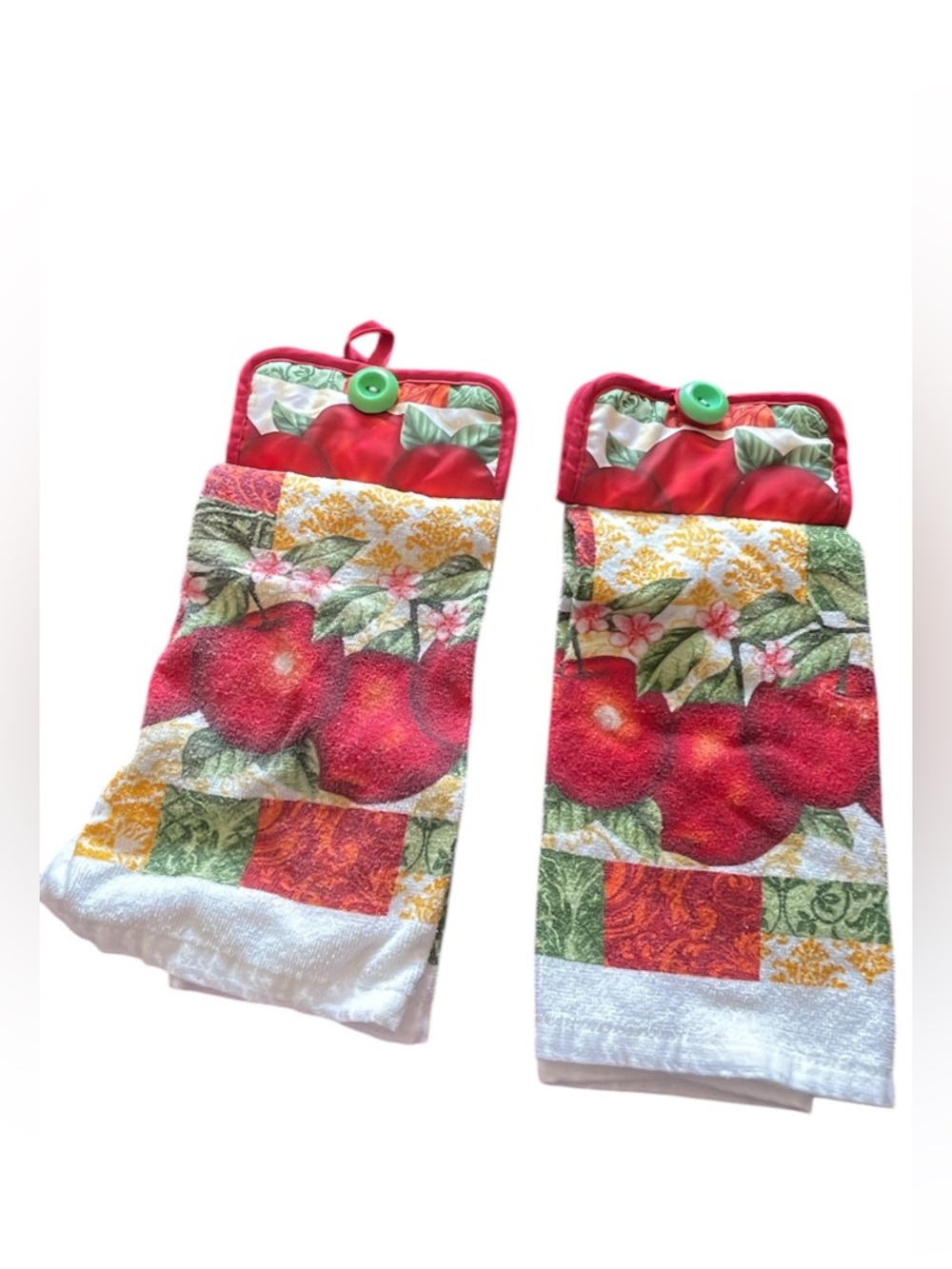 Set of 2 Red Apple Kitchen Hanging Towels
